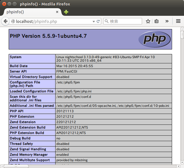 phpinfo